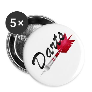 einzelner roter Dartpfeil mit Darts Typografie - Buttons groß 56 mm (5er Pack) - Weiß - Vorne