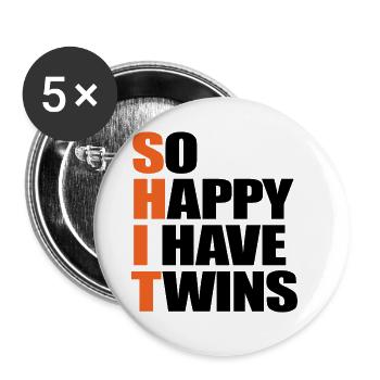 So glücklich, dass ich Zwillinge habe Lustige Schwangerschaft Mutterschaft - Buttons groß 56 mm (5er Pack) - Weiß - Vorne