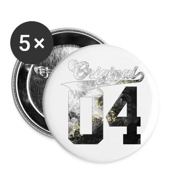 22E ANNIVERSAIRE 2004 ORIGINAL 04 - Lot de 5 grands badges (56 mm) - blanc - Devant