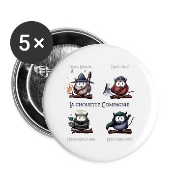 La Chouette Compagnie - Lot de 5 grands badges (56 mm) - blanc - Devant
