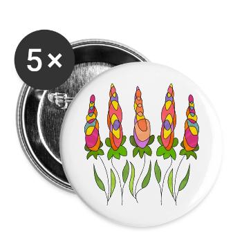 Fleur - Lot de 5 grands badges (56 mm) - blanc - Devant