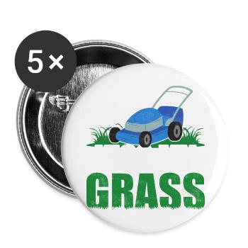 Kiss My Grass Lawn Mower Caretaker - Buttons large 2.2''/56 mm (5-pack) - white - Front