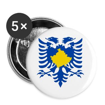 Albanien Kosovo Flagge - Buttons groß 56 mm (5er Pack) - Weiß - Vorne