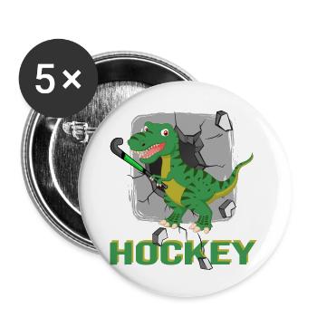 hockey trend field hockey fieldhockey hockeysaurus - Buttons large 2.2''/56 mm (5-pack) - white - Front