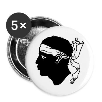 drapeau Corse - Lot de 5 grands badges (56 mm) - blanc - Devant