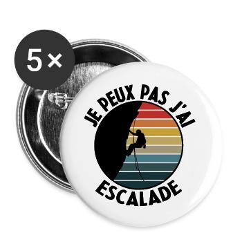 j'peux pas j'ai escalade - Lot de 5 grands badges (56 mm) - blanc - Devant