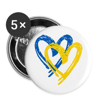 Ukraine Herz Peace - Buttons groß 56 mm (5er Pack) - Weiß - Vorne