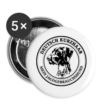 DEUTSCH KURZHAAR Jagdgebrauchshund Jagdhunde Jagd - Buttons groß 56 mm (5er Pack) - Weiß - Vorne