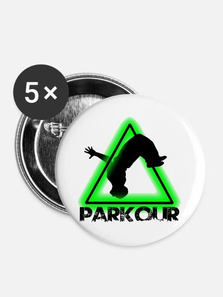 Parkour - Buttons groß 56 mm (5er Pack) - Weiß