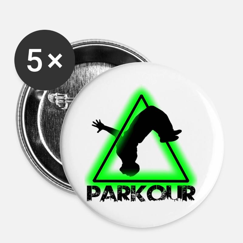 Parkour - Buttons groß 56 mm (5er Pack) - Weiß