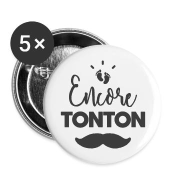 Encore tonton - Lot de 5 grands badges (56 mm) - blanc - Devant