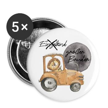 Großer Bruder statt Einzelkind - Buttons groß 56 mm (5er Pack) - Weiß - Vorne