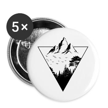 Berg Abenteuer Motiv Wandern Alpen - Buttons groß 56 mm (5er Pack) - Weiß - Vorne
