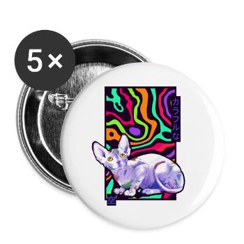 Sphynx Couleurs Chat - Lot de 5 grands badges (56 mm) - blanc - Devant
