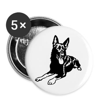 Berger allemand - Lot de 5 grands badges (56 mm) - blanc - Devant