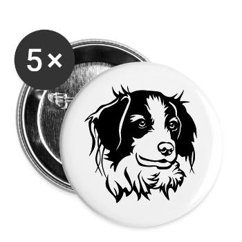 Tête de Kooikerhondje - Lot de 5 grands badges (56 mm) - blanc - Devant