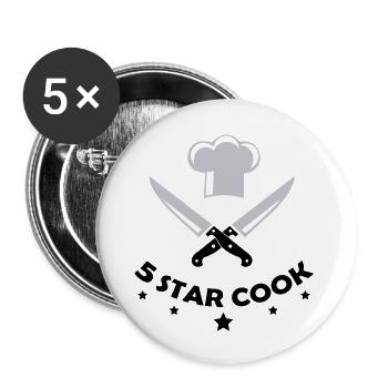 5 Star Cook - Buttons groß 56 mm (5er Pack) - Weiß - Vorne