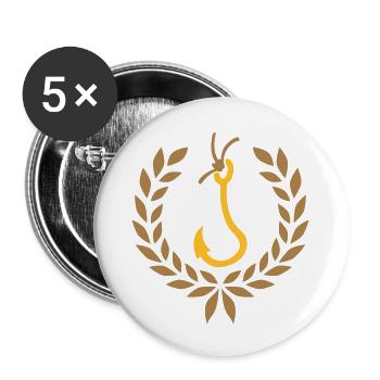 Logo Laurel Wreath Fishing - Buttons large 2.2''/56 mm (5-pack) - white - Front
