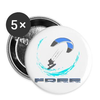 Kitesurf - Lot de 5 grands badges (56 mm) - blanc - Devant