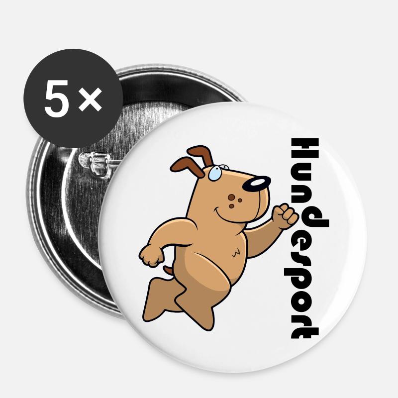 Hundesport - Buttons groß 56 mm (5er Pack) - Weiß