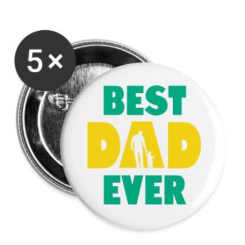 Best Dad Ever - Buttons large 2.2''/56 mm (5-pack) - white - Front