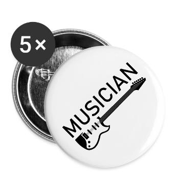 musician Symbol Logo icon Gitarre Illustration - Buttons groß 56 mm (5er Pack) - Weiß - Vorne