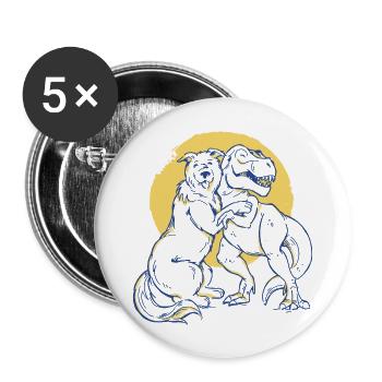 Dino Dinosaur Dog Tyrannosaurus Dog Owner - Buttons large 2.2''/56 mm (5-pack) - white - Front