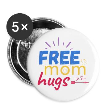 Kostenlose Umarmungen der Mutter - Buttons groß 56 mm (5er Pack) - Weiß - Vorne