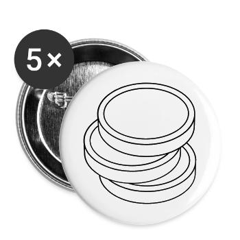 three coins in a stack - Buttons large 2.2''/56 mm (5-pack) - white - Front