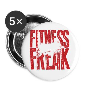 Fitness Freak Dunkel coole shirts ch / at - Buttons groß 56 mm (5er Pack) - Weiß - Vorne