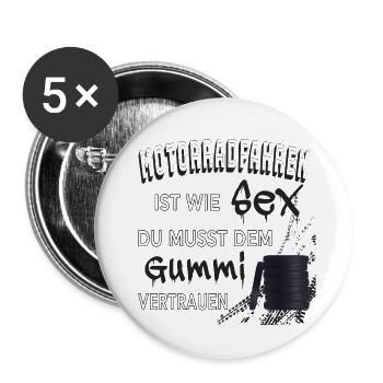 Motorradfahren ist wie Sex - Buttons groß 56 mm (5er Pack) - Weiß - Vorne