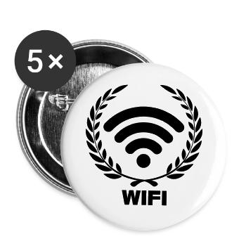 Wifi im Lorbeerkranz - Buttons groß 56 mm (5er Pack) - Weiß - Vorne