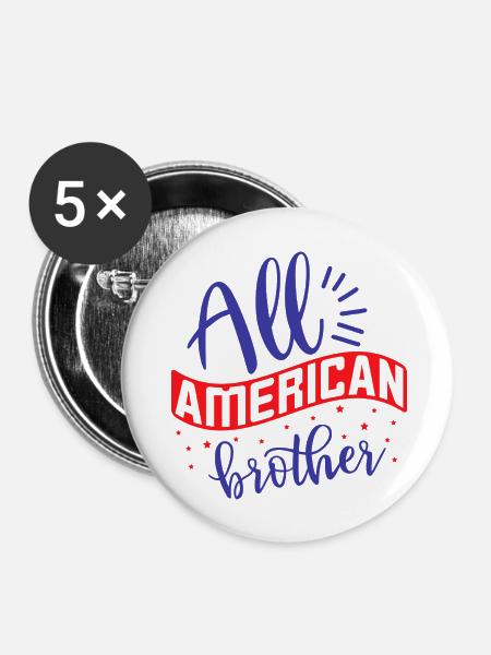 All American Brother - Buttons groß 56 mm (5er Pack) - Weiß