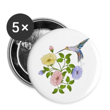 Oiseau - Lot de 5 grands badges (56 mm) - blanc - Devant