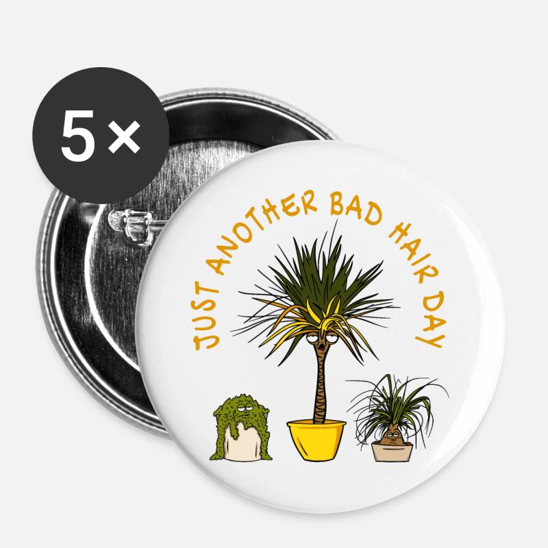Bad Hair Day - Buttons large 2.2''/56 mm (5-pack) - white