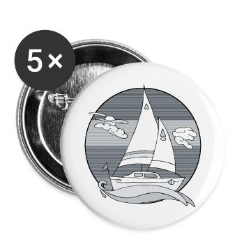 Segelboot - Buttons groß 56 mm (5er Pack) - Weiß - Vorne