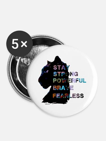 fearless,panther,black,stay fearless,strong - Buttons groß 56 mm (5er Pack) - Weiß