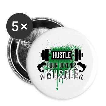 BECOMING MUSCULAR, MOTIVATIONAL PHRASE FOR SPORT - Buttons large 2.2''/56 mm (5-pack) - white - Front