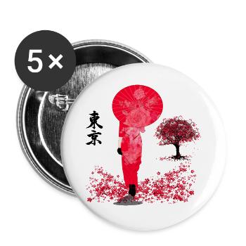 DIE DAME IN ROT | ÄSTHETISCHE ROTE VIBES - Buttons groß 56 mm (5er Pack) - Weiß - Vorne