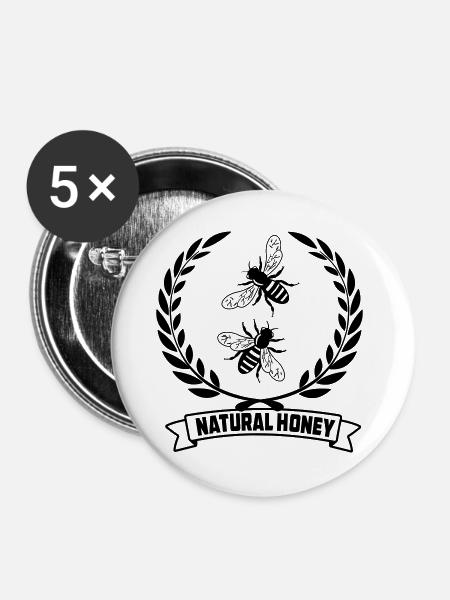 Bienen im Lorbeerkranz - Buttons groß 56 mm (5er Pack) - Weiß