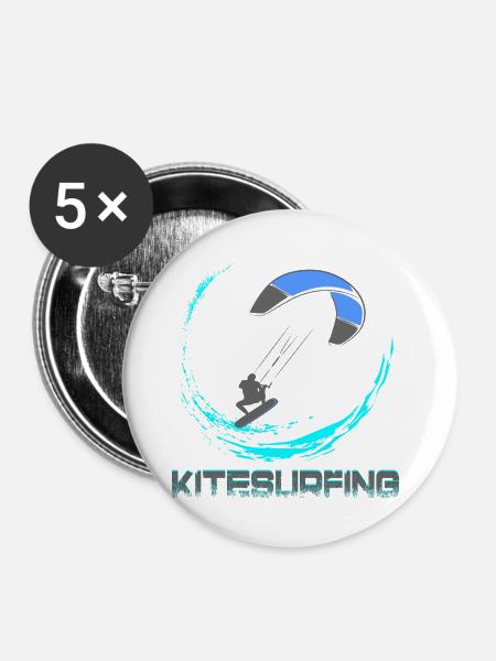 Kitesurfing - Buttons groß 56 mm (5er Pack) - Weiß