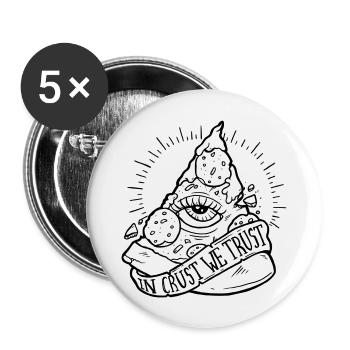 PIZZA LIEBE - Buttons groß 56 mm (5er Pack) - Weiß - Vorne
