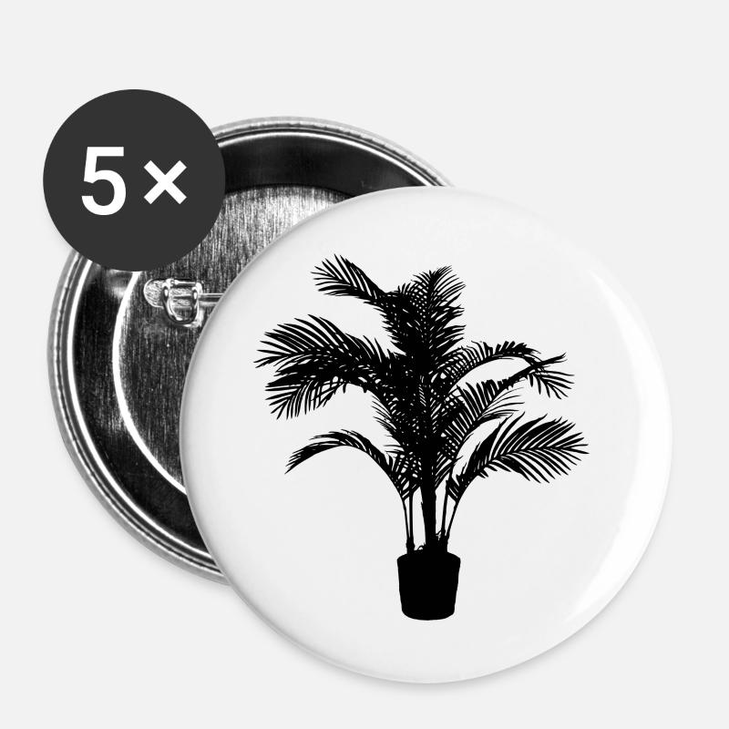 Houseplant black - Buttons large 2.2''/56 mm (5-pack) - white