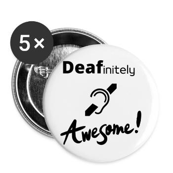 Tee shirt sourd - Lot de 5 grands badges (56 mm) - blanc - Devant