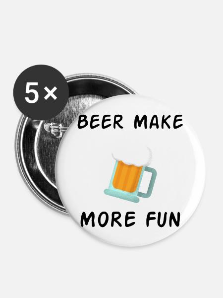 Bier Outfit - Buttons groß 56 mm (5er Pack) - Weiß