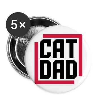 Cat Dad Logo Design - Buttons groß 56 mm (5er Pack) - Weiß - Vorne