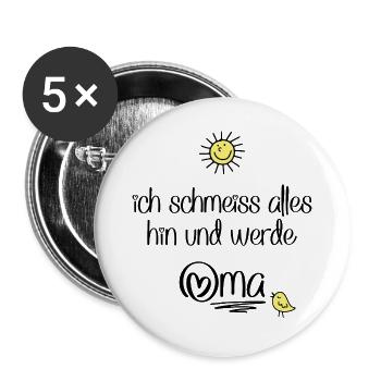 lustige Sprüche für die Oma - Buttons groß 56 mm (5er Pack) - Weiß - Vorne