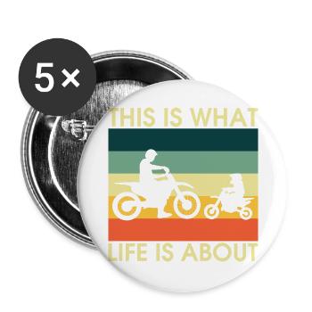Silhouettes rétro de vélos ParentChild - Lot de 5 grands badges (56 mm) - blanc - Devant