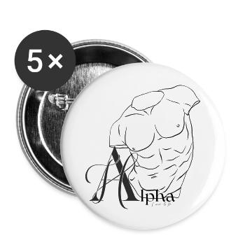 ALPHA 2 - Lot de 5 grands badges (56 mm) - blanc - Devant