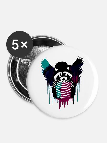 engel ,waschbär,angelwings,graffiti - Buttons groß 56 mm (5er Pack) - Weiß